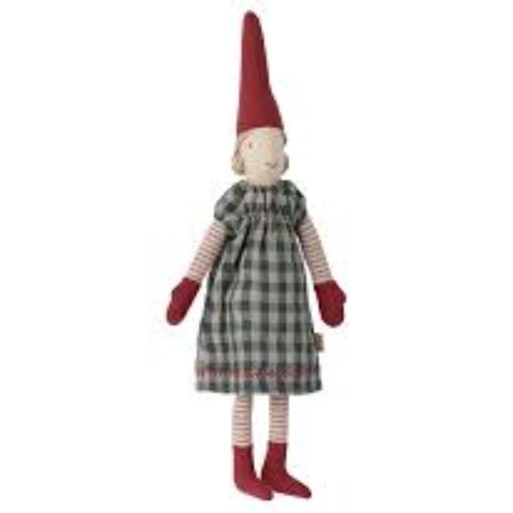 Maileg Pixy Girl Green Check Size 2 - retired 2022   BNWT